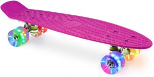 Merkapa 22" Complete Skateboard with Colorful LED Light Up Wheels for Beginners