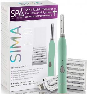 Spa Sciences SIMA Sonic Dermaplaning Tool-Professional & Painless 2 in 1 Facial Exfoliation