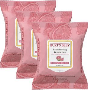 Burt's Bees Facial Cleansing Towelette Wipes for Normal to Oily Skin with Pink Grapefruit