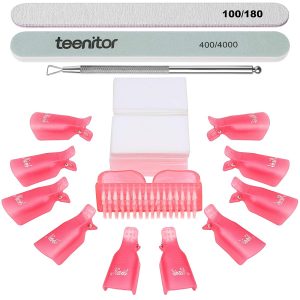 Teenitor Nail Gel Remover Tools Kit with Pink Polish Remover Clips